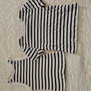 A New Day Striped Tank and Tee Set Cream Black Xs Neutral Basic Target Ribbed